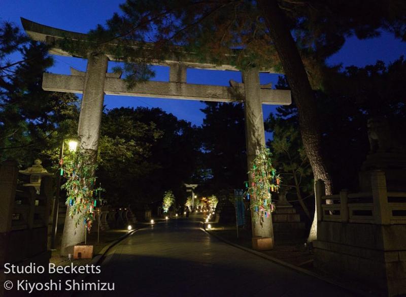 Torii gate #京の七夕 #北野天満宮 #kyoto #kitanotenmangu #lighting #floodlight